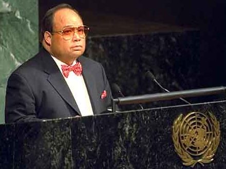 Rene Harris addressing the United Nations.